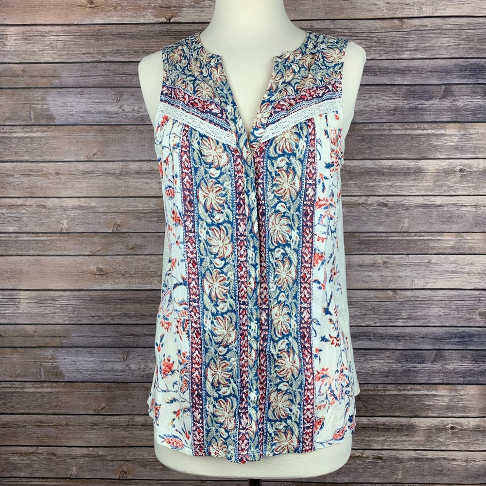 LUCKY BRAND || Sleeveless Button Up Blouse